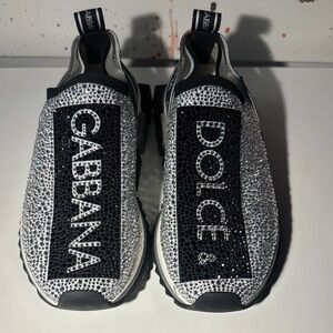 Dolce & Gabbana Black and Silver Crystal Sneakers
